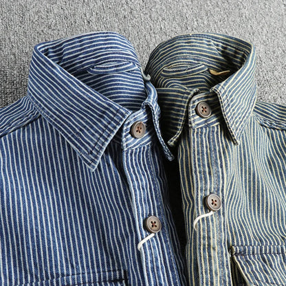 Herrenhemd Denim Vintage Classic Blau