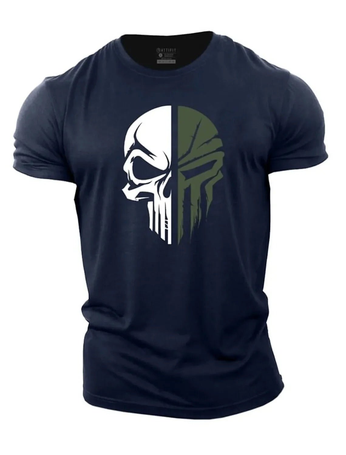 Herren T-Shirt Totenkopf Militär Style Schwarz