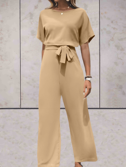 Frauen Jumpsuit Kurzärmlig Mit Gürtel Elegant