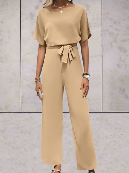 Frauen Jumpsuit Kurzärmlig Mit Gürtel Elegant
