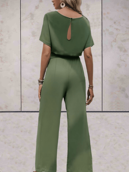 Frauen Jumpsuit Kurzärmlig Mit Gürtel Elegant