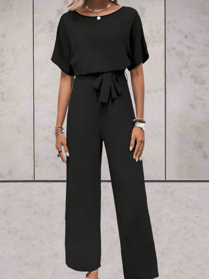 Frauen Jumpsuit Kurzärmlig Mit Gürtel Elegant