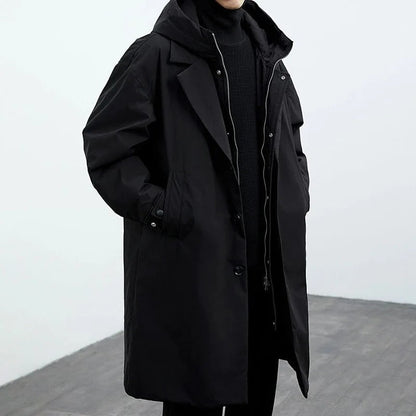 Parka Jacket - Wintermantel mit Kapuze und Übergröße für Männer-Schwarz-S-Chaps Herrenmode