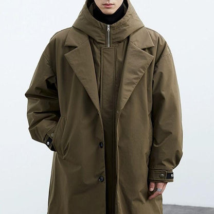 Parka-Mantel – mit Kapuze – winddicht – Oversize-Mantel – Herrenmantel-Chaps Herrenmode