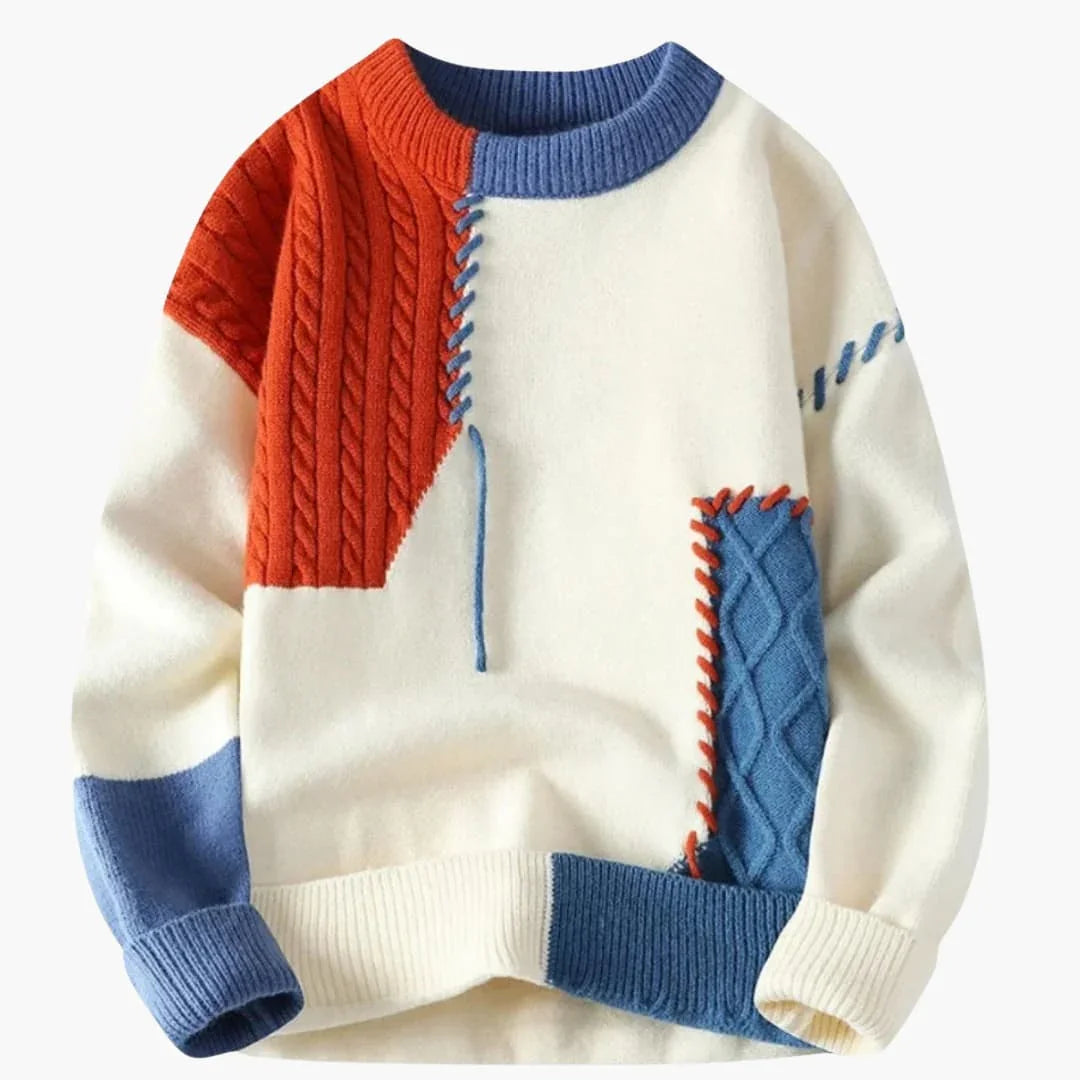 Patchwork Strickpullover für Herren 0