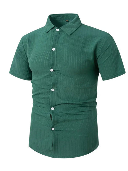 Perry-T-Shirt | Kurzärmeliges Button-up-Hemd für Männer-Dunkelgrün-S-Chaps Herrenmode