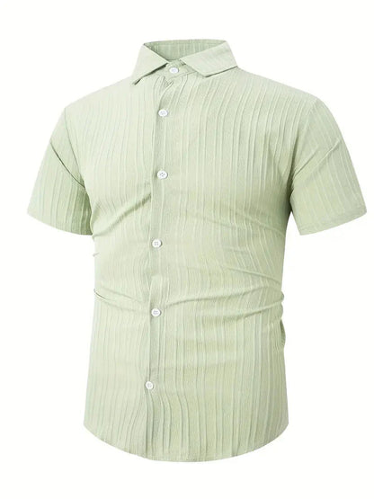 Perry-T-Shirt | Kurzärmeliges Button-up-Hemd für Männer-Hellgrün-S-Chaps Herrenmode