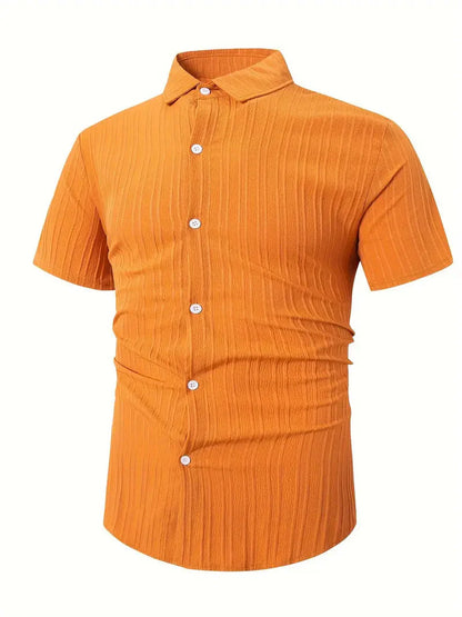 Perry-T-Shirt | Kurzärmeliges Button-up-Hemd für Männer-Orange-S-Chaps Herrenmode