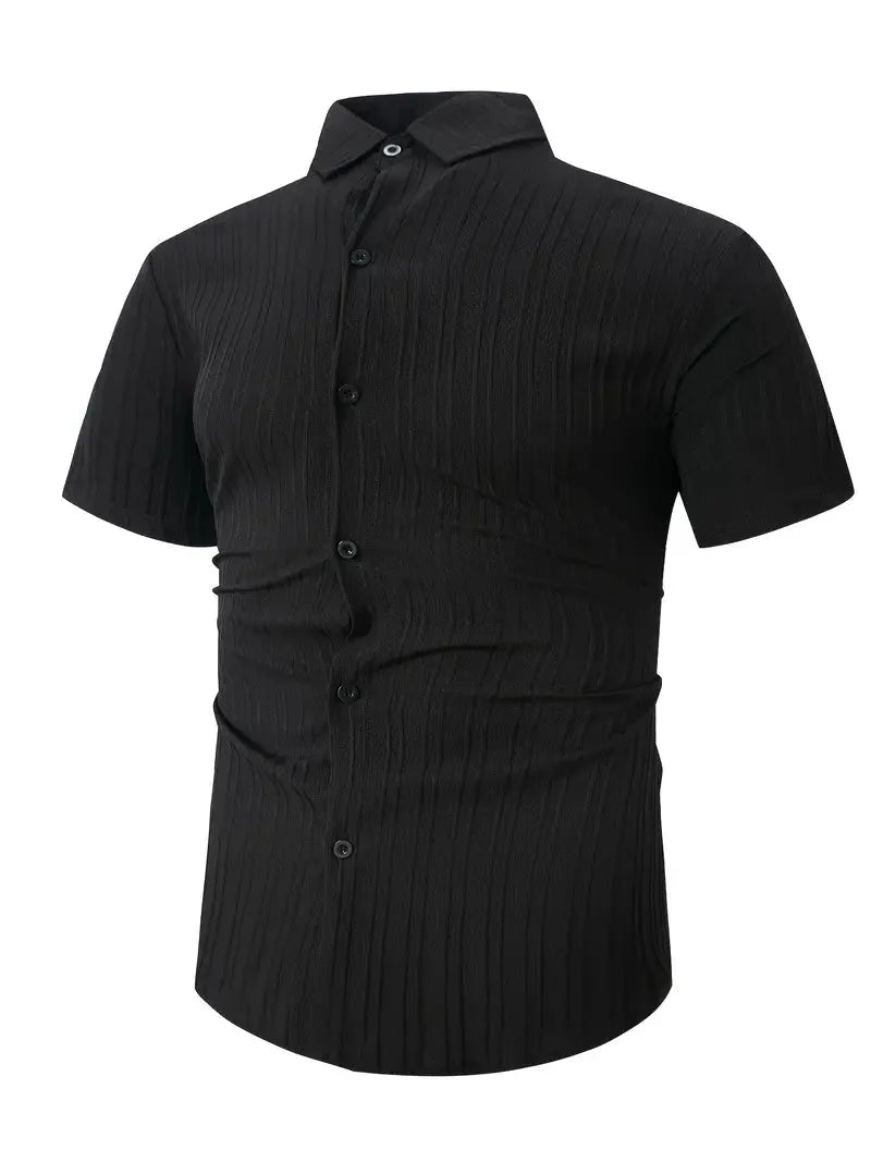 Herren T-Shirt Kurzarm Button Hemd Modern - BerlinGlamour