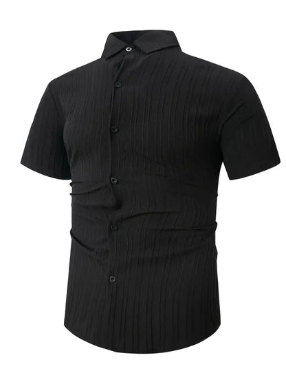 Herren T-Shirt Kurzarm Button Hemd Modern - BerlinGlamour