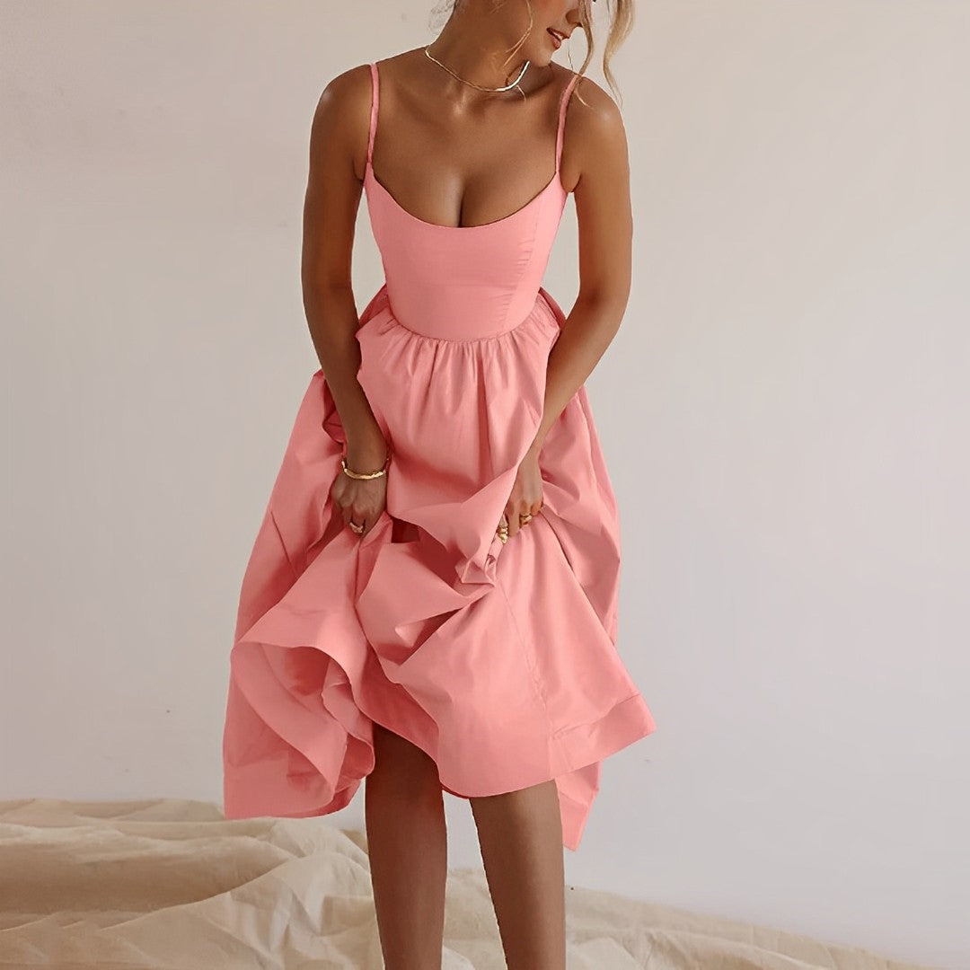 Kleid Damen Raffenschnitt Feine Träger Sommer