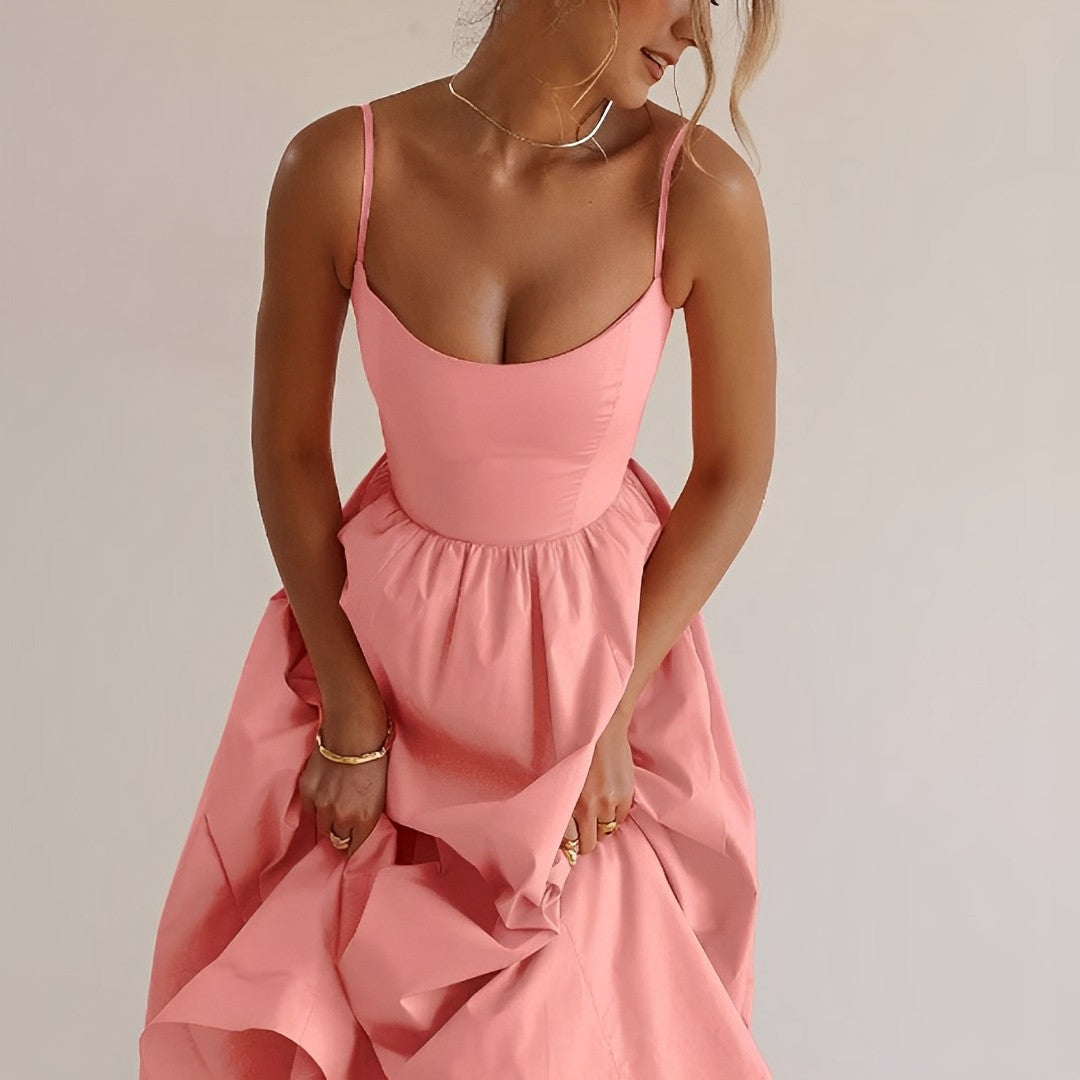 Kleid Damen Raffenschnitt Feine Träger Sommer