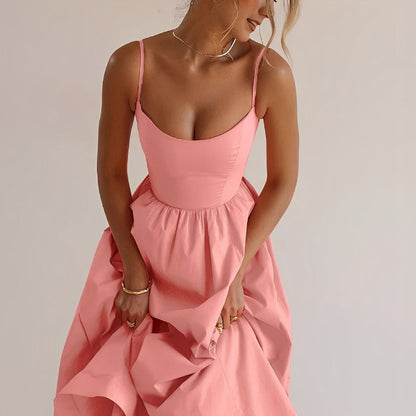 Kleid Damen Raffenschnitt Feine Träger Sommer