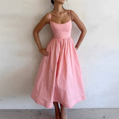Kleid Damen Raffenschnitt Feine Träger Sommer - BerlinGlamour