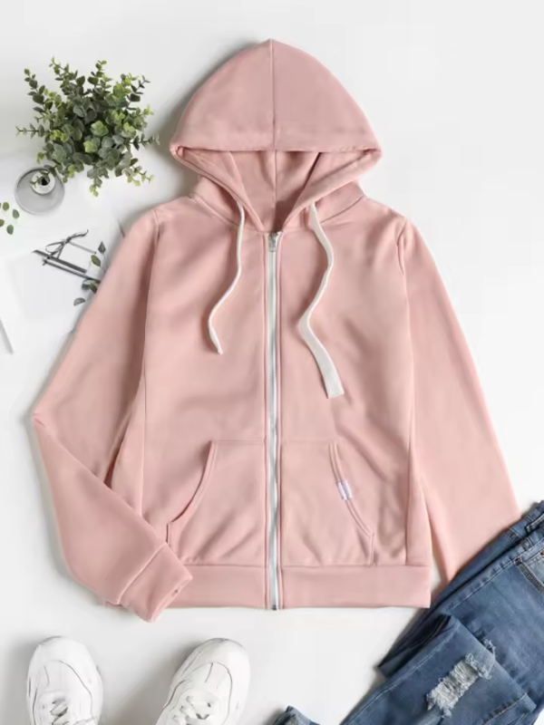 Damen Kapuzenjacke Langarm mit Reißverschluss