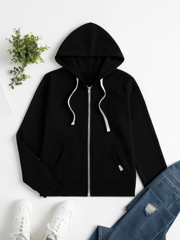 Damen Kapuzenjacke Langarm mit Reißverschluss