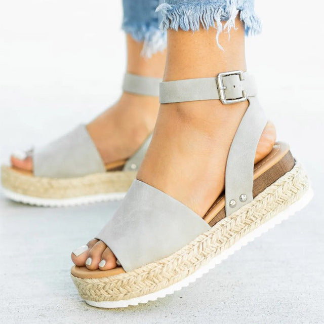 Damen Sandalen Espadrille Schuhe Sommer Knöchelriemen