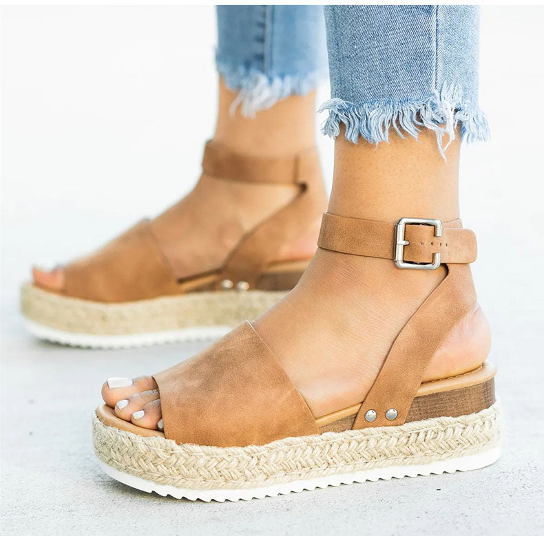 Damen Sandalen Espadrille Schuhe Sommer Knöchelriemen