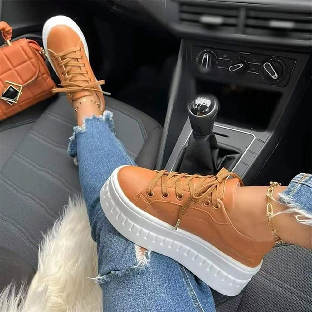 Damenschuhe Plattform Sneaker Bequem Schnürsenkel - BerlinGlamour