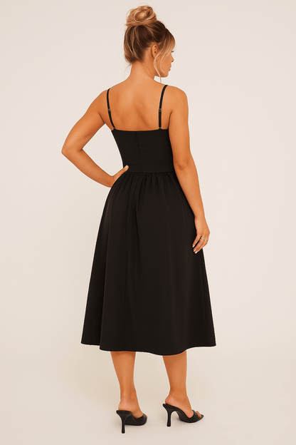 Damen Midikleid Ärmellos Sommerkleid mit weitem Rock