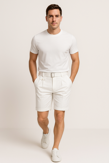 Herren Shorts Maßgeschneidert Falten mit Schnallen