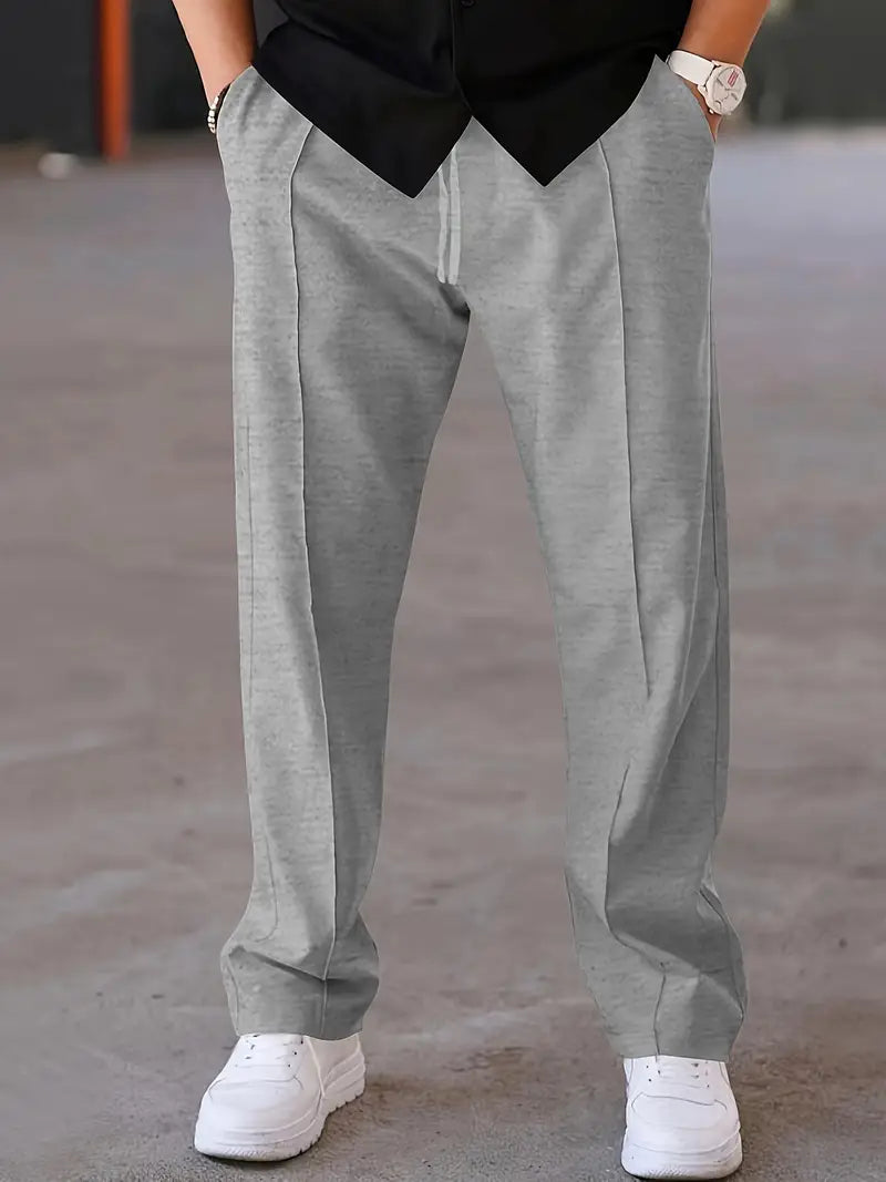 Plisseehose | Kordelzug | Lockere Passform | Smart-Casual-Hose | Herrenhose-Hellgrau-S-Chaps Herrenmode