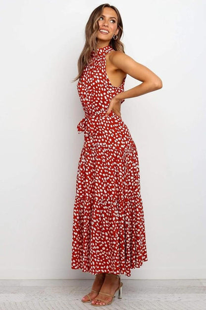 Damen Maxikleid mit Blumendruck und Neckholder