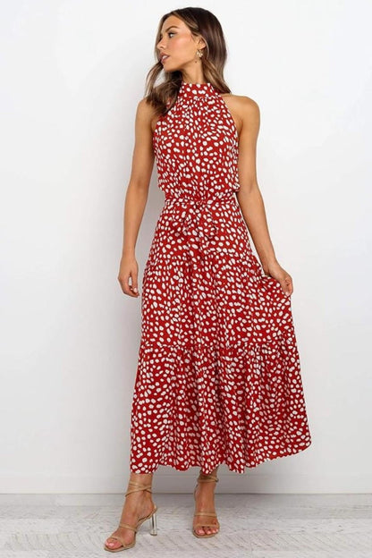 Damen Maxikleid mit Blumendruck und Neckholder