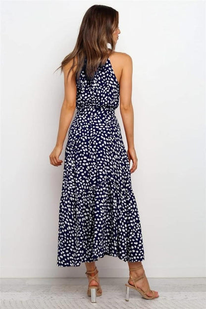 Damen Maxikleid mit Blumendruck und Neckholder