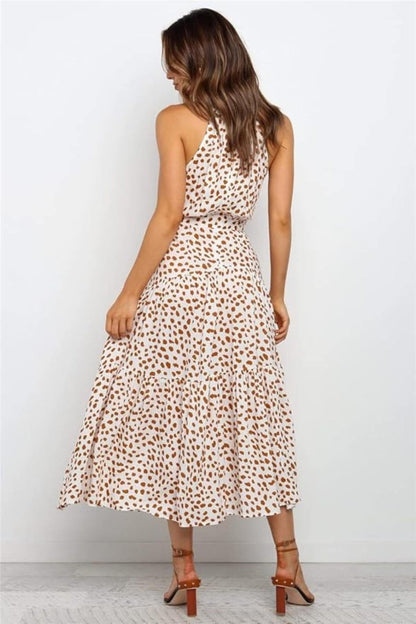 Damen Maxikleid mit Blumendruck und Neckholder