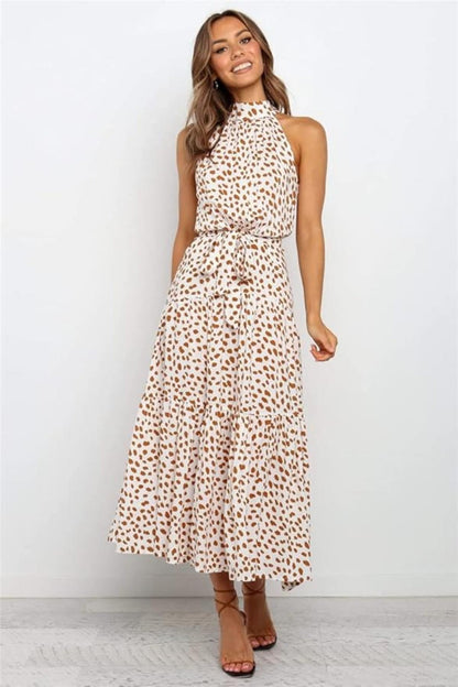Damen Maxikleid mit Blumendruck und Neckholder