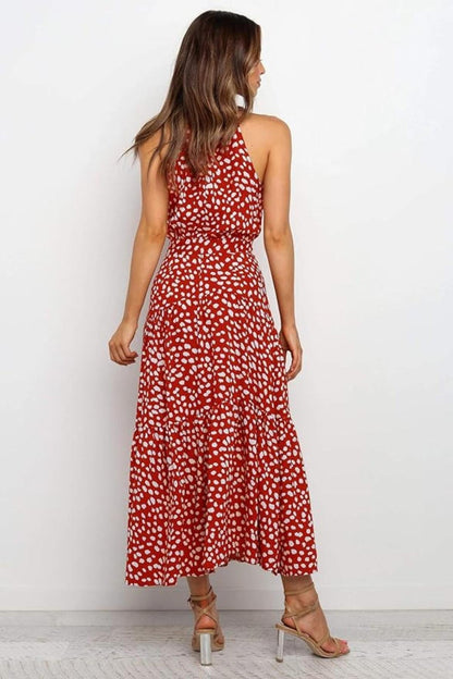 Damen Maxikleid mit Blumendruck und Neckholder