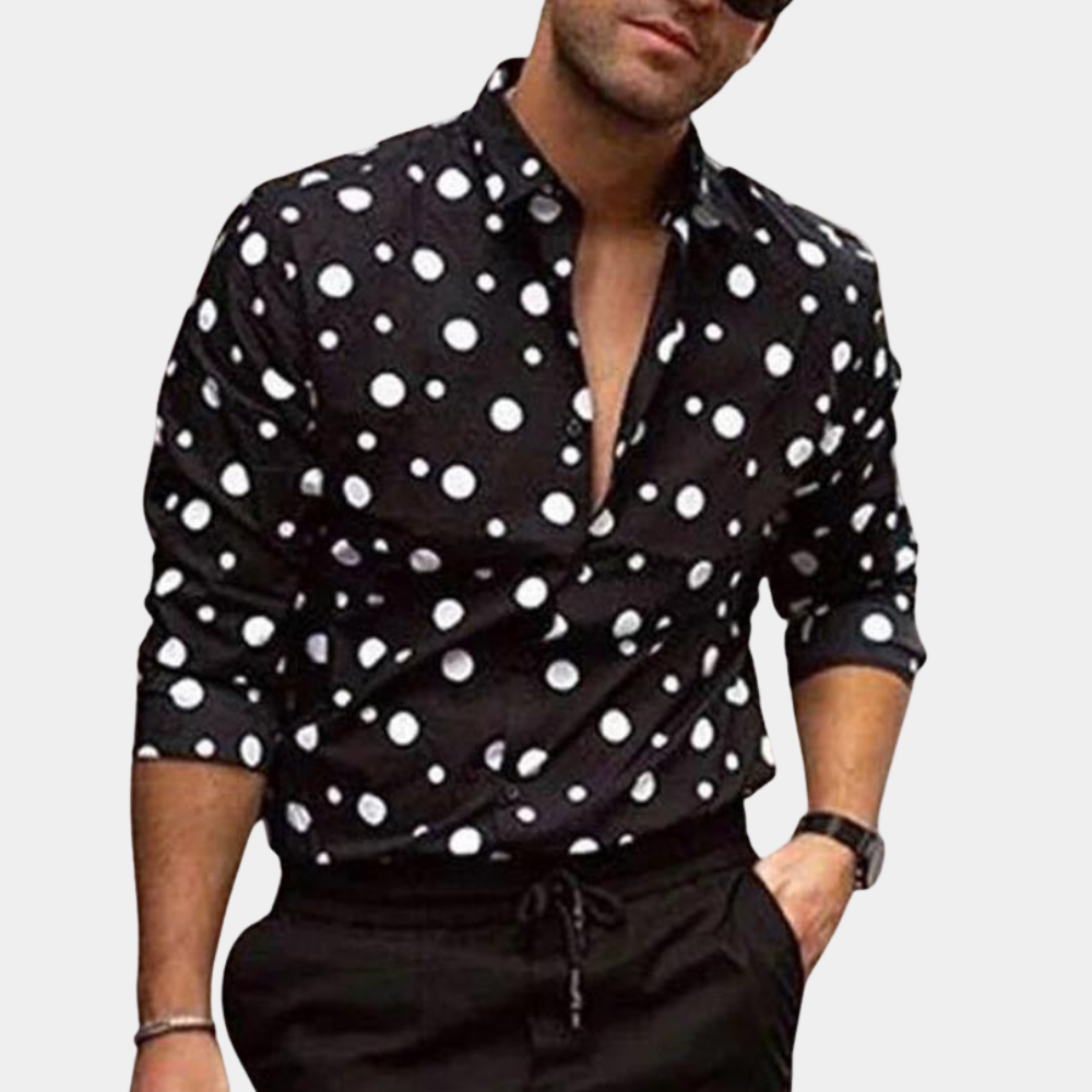 Herrenhemd Langarm Polka Dot mit Kragen - BerlinGlamour