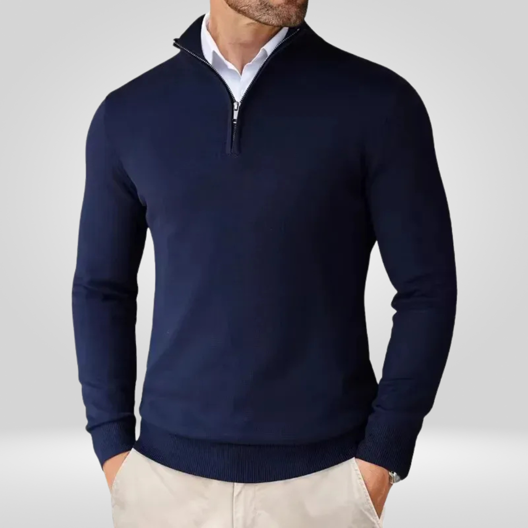Polo-Pullover | Halb-Reißverschluss | Gestrickt | Viertel-Reißverschluss-Pullover | Herrenpullover-Chaps Herrenmode