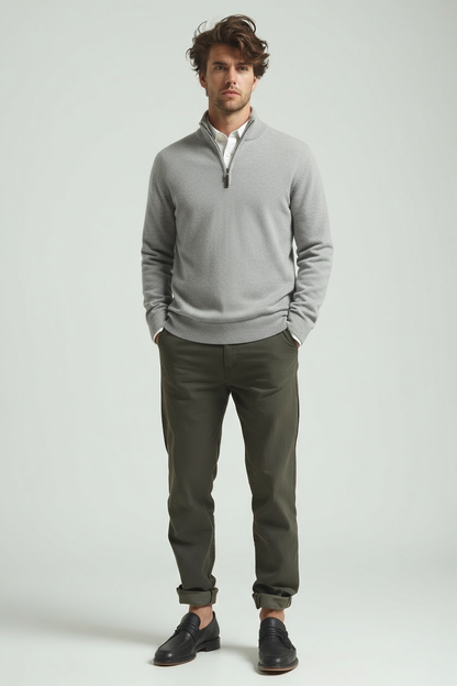Herren Pullover Halb-Reißverschluss Gestrickt Viertel ZIP - BerlinGlamour