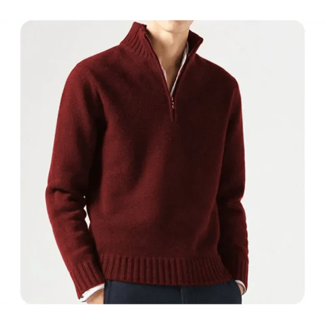 Herren Pullover Strick Viertelreißverschluss Modern - BerlinGlamour