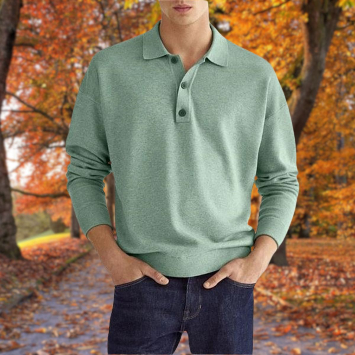 Herren Polo Pullover Knopfleiste Kragen Modern - BerlinGlamour
