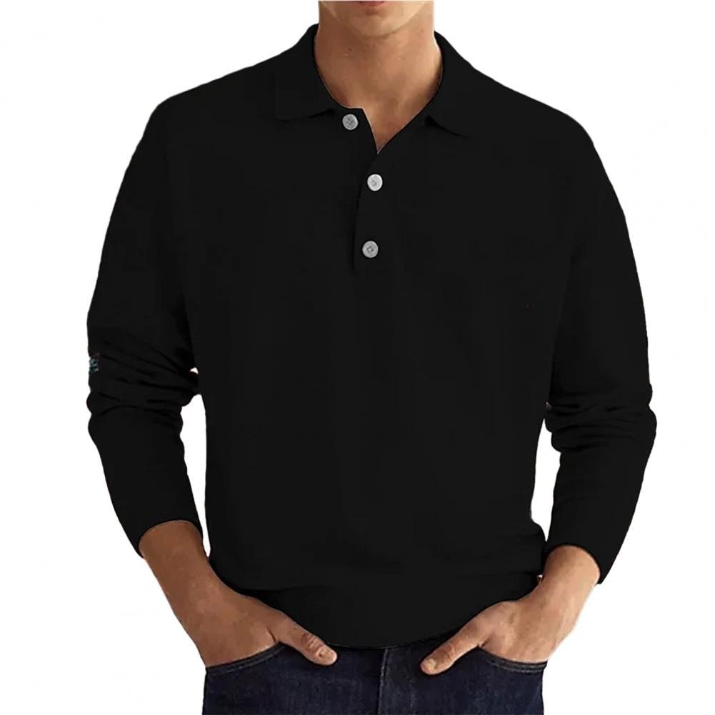 Polo Pullover - Langarm - Regular Fit - Kragenpullover - Herrenbekleidung-Schwarz-S-Chaps Herrenmode