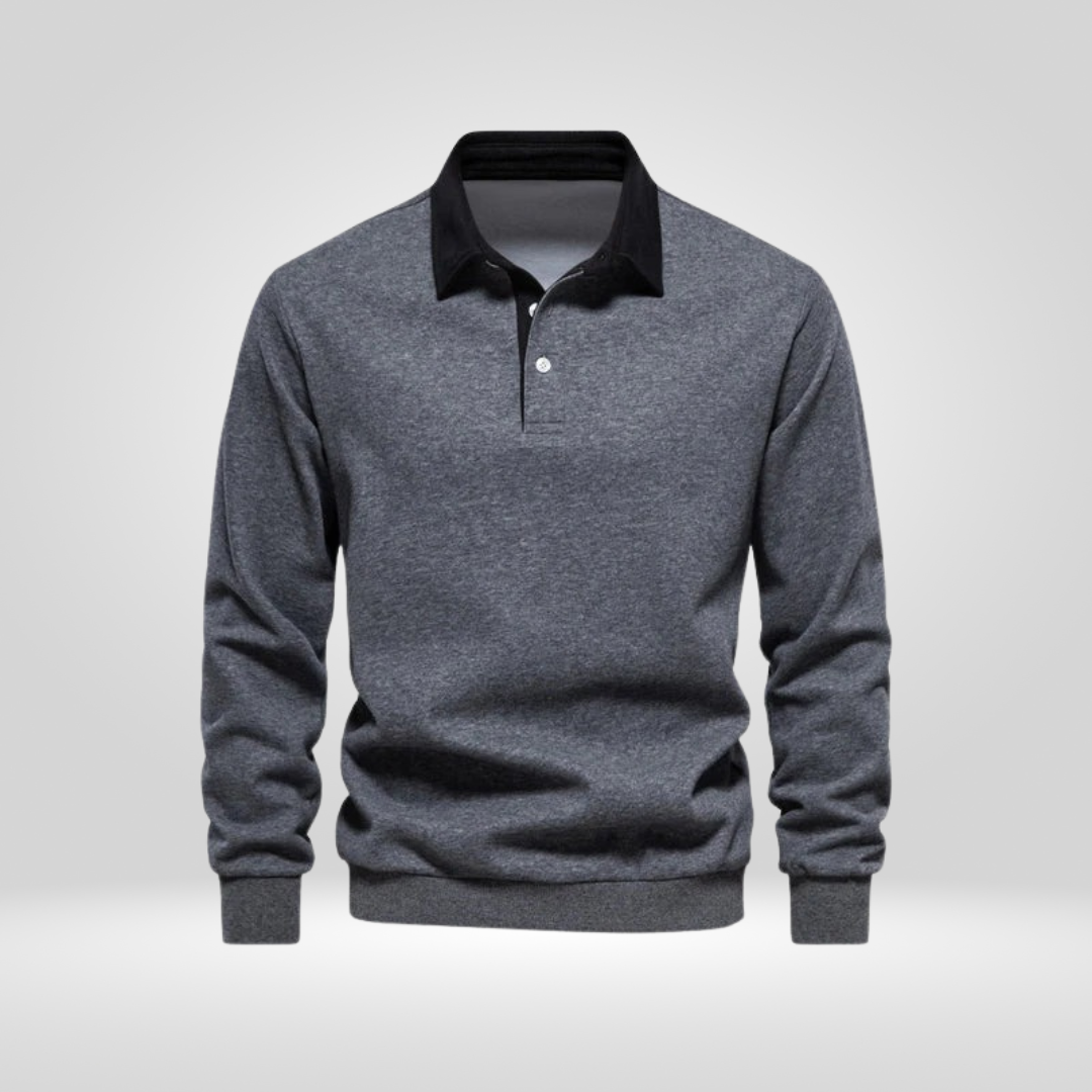 Polo-Pullover | Lässig | Mit Kragen | Pullover | Herren-Pullover-Dunkelgrau-S-Chaps Herrenmode