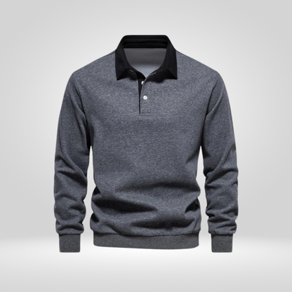 Polo-Pullover | Lässig | Mit Kragen | Pullover | Herren-Pullover-Dunkelgrau-S-Chaps Herrenmode