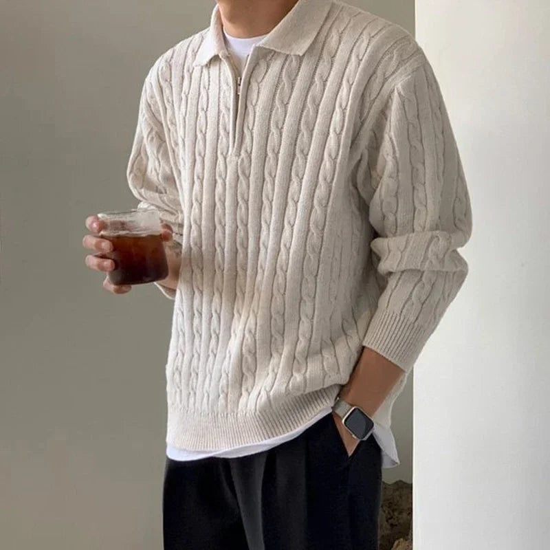 Herren Polo Pullover mit Kragen und Reißverschluss - BerlinGlamour