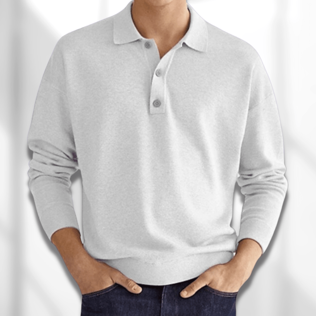 Polo-Pullover | Mit Kragen | Knopfleiste am Hals | Pullover | Herren-Strickmode-Weiß-S-Chaps Herrenmode