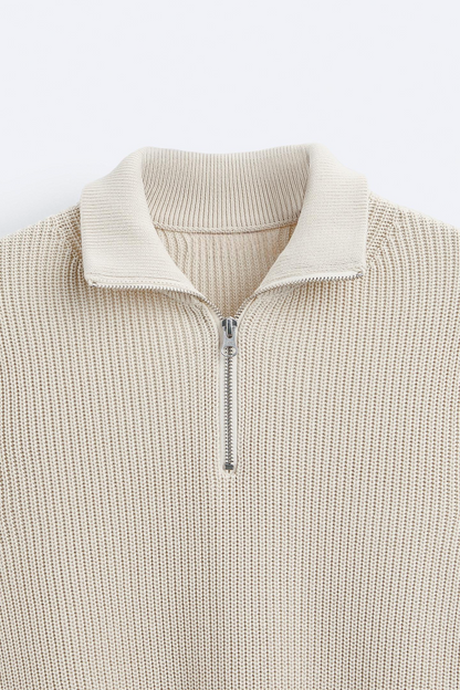 Polo-Pullover – Mit Kragen – Viertel-Reißverschluss – Polo-Pullover – Herrenpullover mit halbem Reißverschluss-Chaps Herrenmode