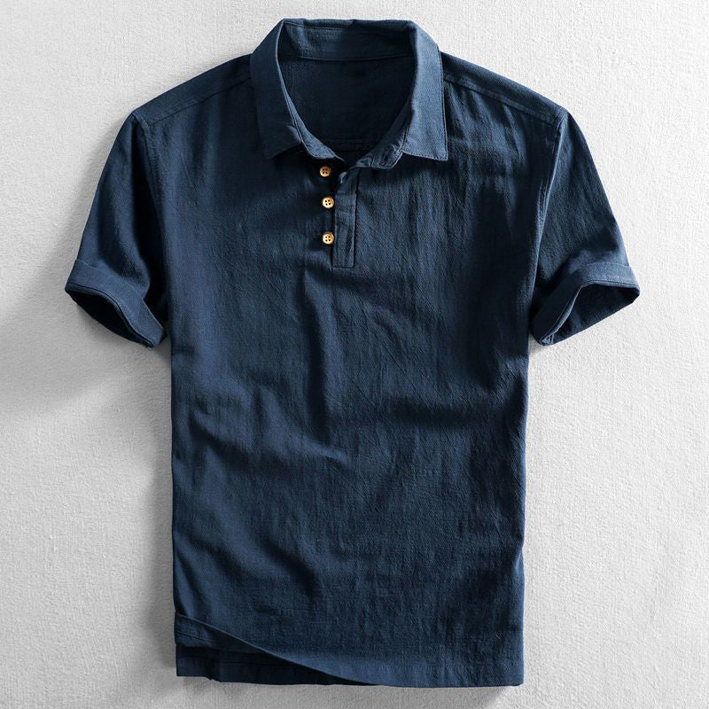 Herren Polo-Shirt Kurzarm Leinen Weiss - BerlinGlamour