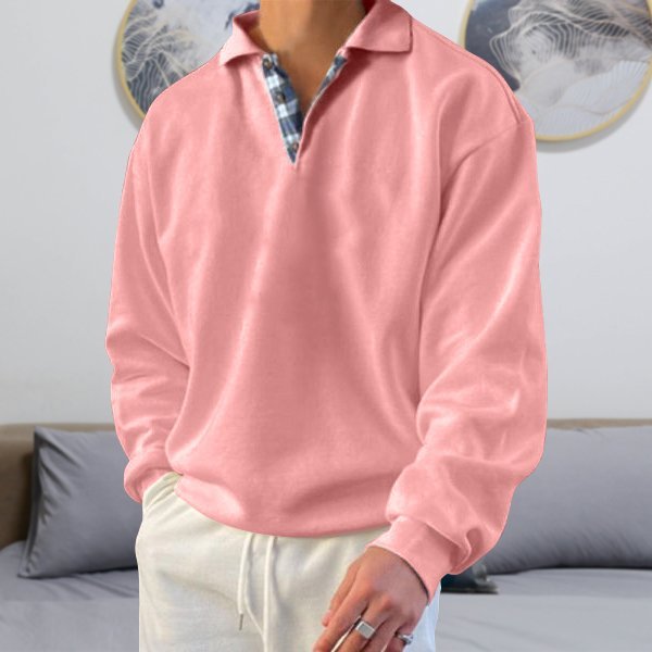 Polo-Sweatshirt – Polopullover für Männer mit Kragen und lockerer Passform-Rosa-S-Chaps Herrenmode
