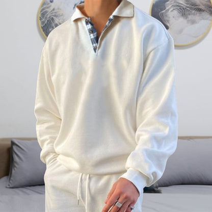 Polo Sweatshirt Herren Kragen Lockere Passform - BerlinGlamour