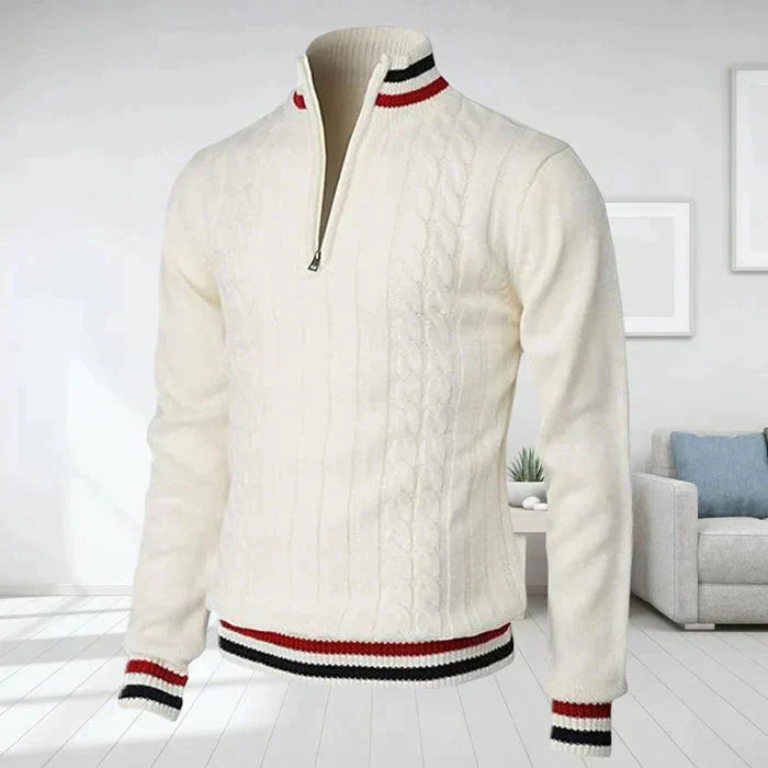 Herren Sweater V-Ausschnitt Reißverschluss Winter - BerlinGlamour