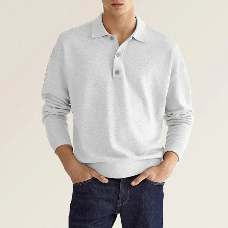 Herren Polo Pullover Langarm Kragen Sweatshirt - BerlinGlamour