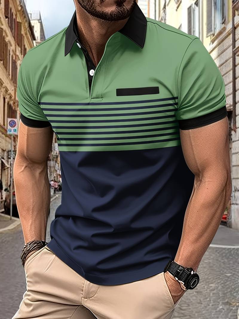 Herren Polo T-Shirt Kurzarm Gestreift - BerlinGlamour
