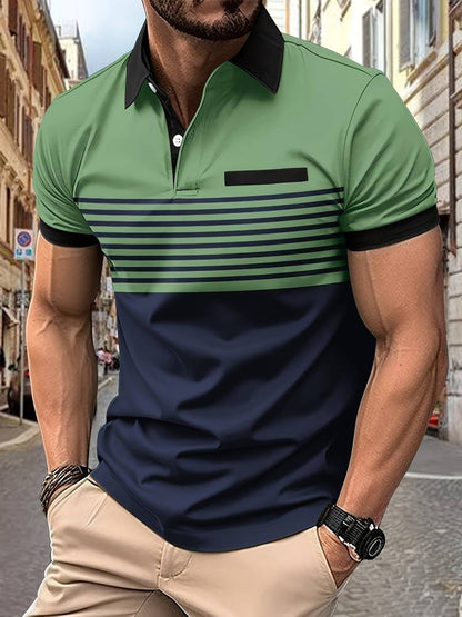 Herren Polo T-Shirt Kurzarm Gestreift - BerlinGlamour